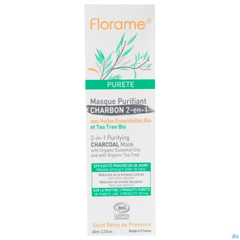 Florame masque purifiant charbon 2en1 bio 65ml