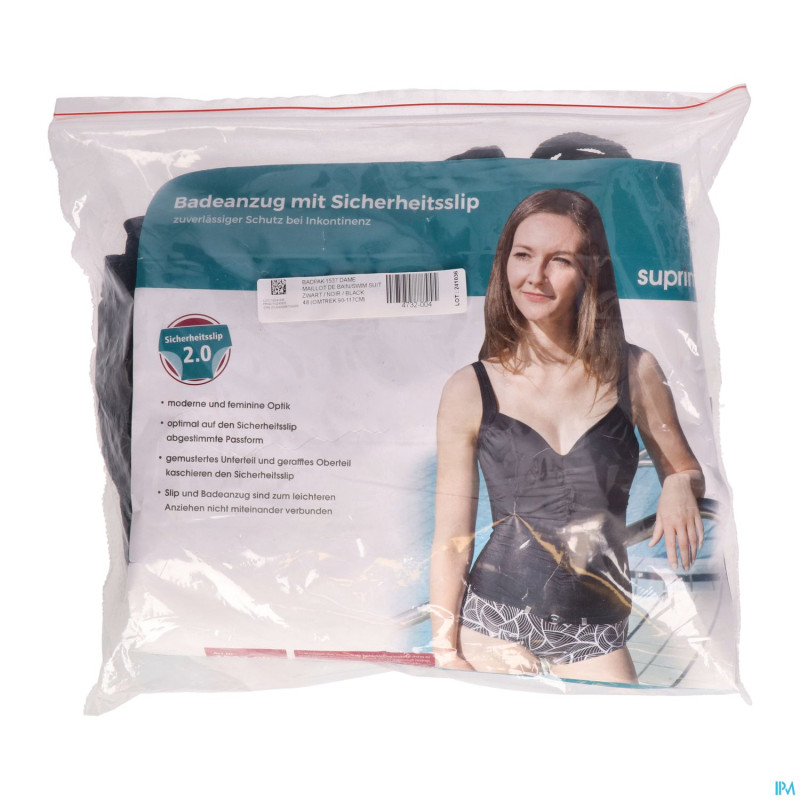 Suprima 1537 maillot de bain dame+slip pe noir t48