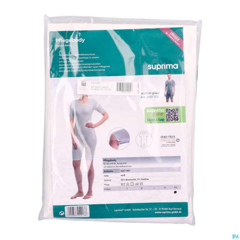 Suprima 4697 body manche court blanc xxl