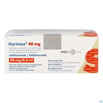 Hyrimoz 40mg sol inj 40mg/0,4ml seringue preremp.6
