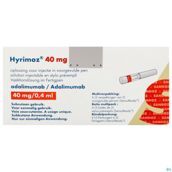 Hyrimoz 40mg sol inj 40mg/0,4ml stylo prerempli 6