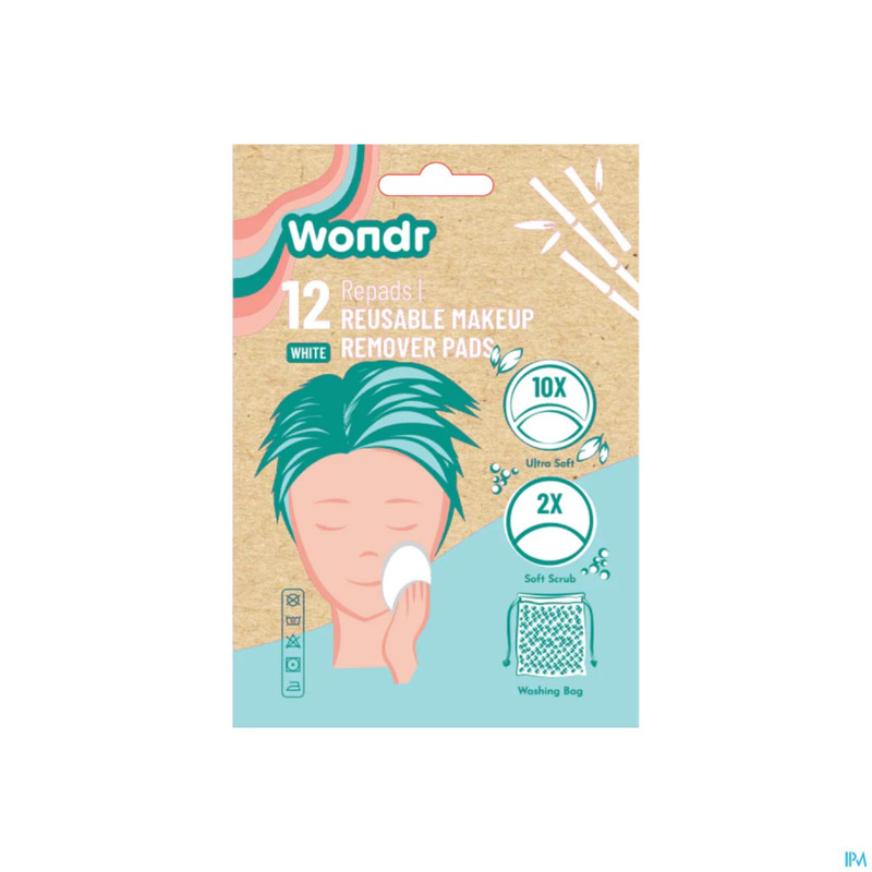 Wondr disques demaquillants reutilisables blanc 12