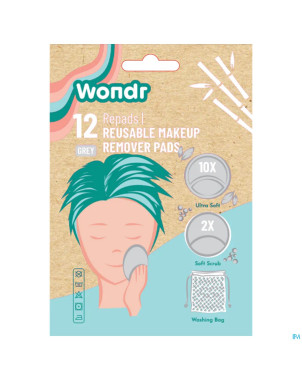 Wondr disques demaquillants reutilisables gris 12