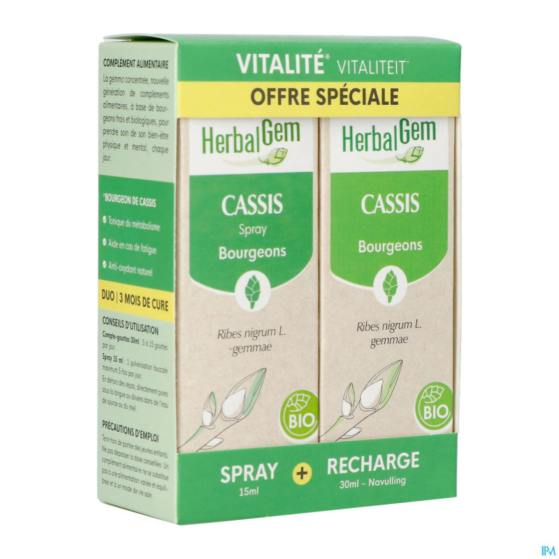 Herbalgem cassis bio spray 15ml+gtt 30ml duopack