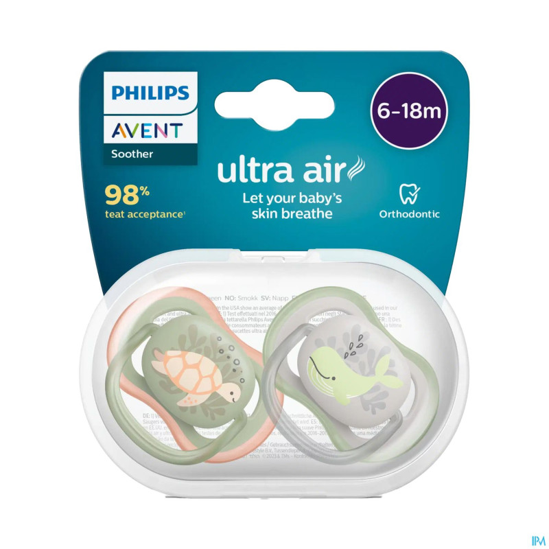 Philips avent sucette +6m ultra air animaux mix