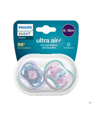 Philips avent sucette +6m ultra air animaux mix