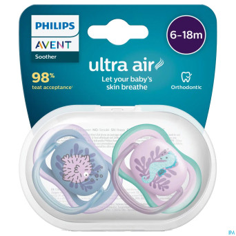 Philips avent sucette +6m ultra air animaux mix