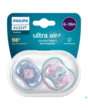 Philips avent sucette +6m ultra air animaux mix