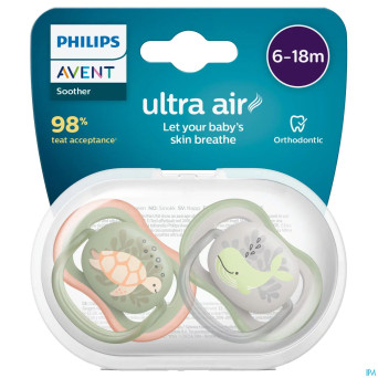 Philips avent sucette +6m ultra air animaux mix