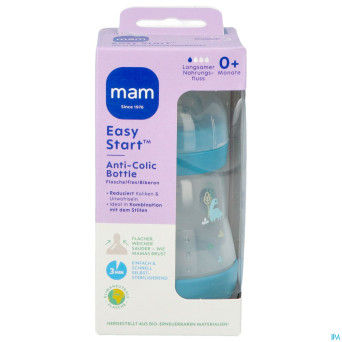 Mam biberon easy start a/colique matt bleu 160ml