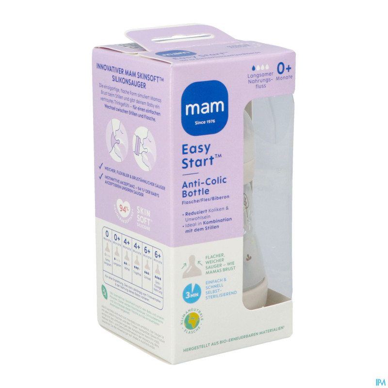 Mam biberon easy start a/colique matt uni 160ml