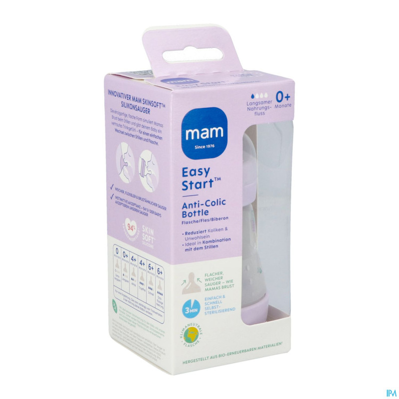 Mam biberon easy start a/colique matt lila 160ml