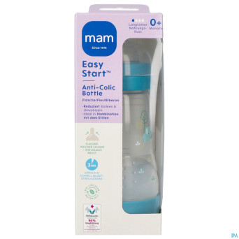 Mam biberon easy start a/colique matt bleu 260ml