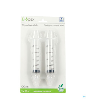 Biopax seringue nasale bebe 4m+ 2x20ml + 2 embouts