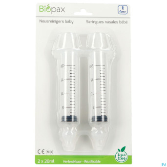 Biopax seringue nasale bebe 4m+ 2x20ml + 2 embouts