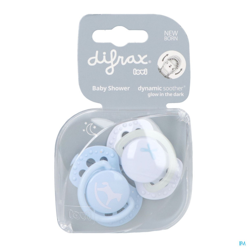 Difrax sucette dynamic newborn babyshower blue 2