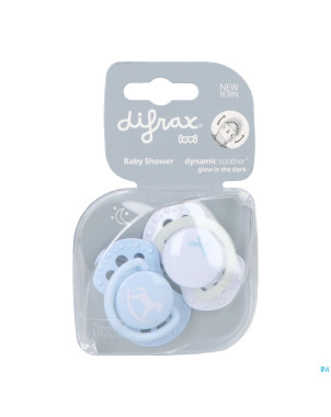 Difrax sucette dynamic newborn babyshower blue 2