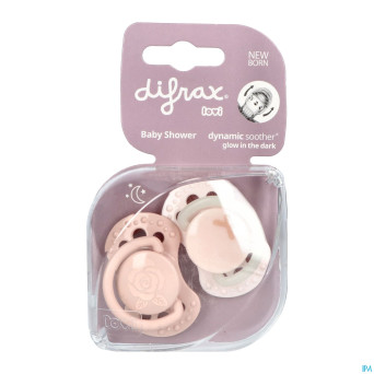 Difrax sucette dynamic newborn babyshower pink 2