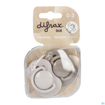 Difrax sucette dynamic harmony l.&d.grey  0-3m 2