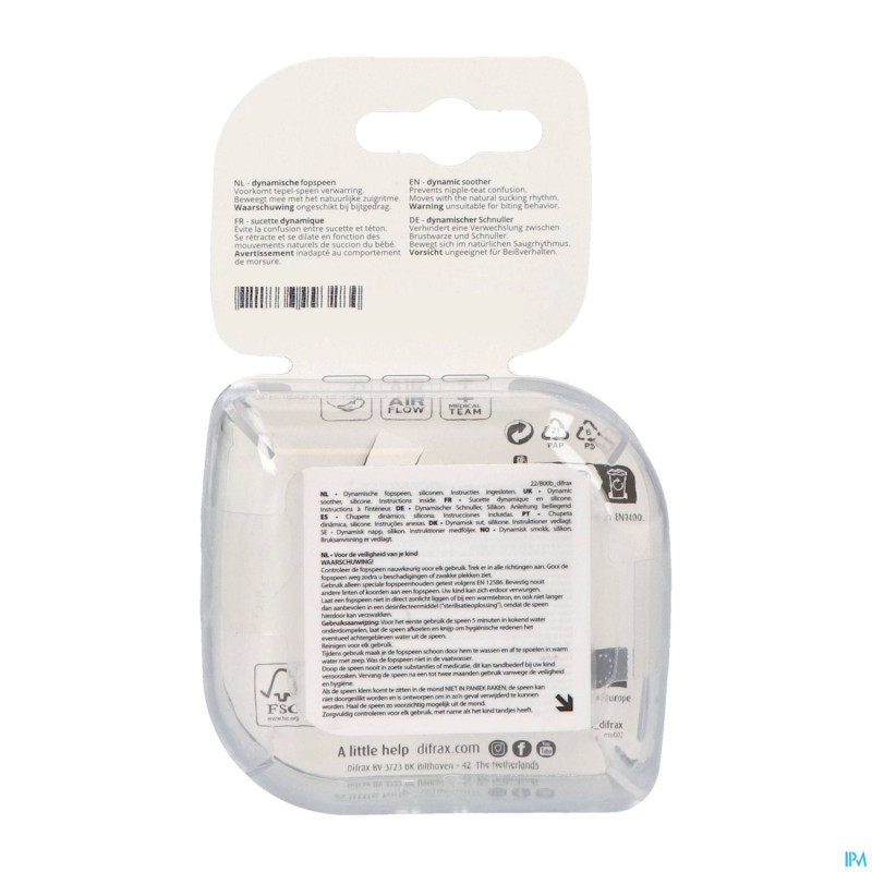 Difrax sucette dynam.harmony creme&l.brown 0-3m 2