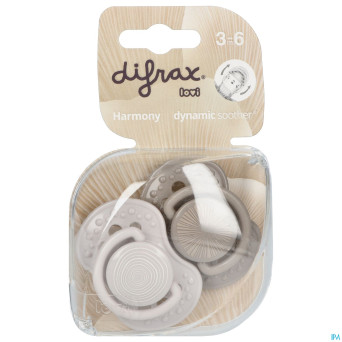 Difrax sucette dynamic harmony l.&d.grey 3m+  2