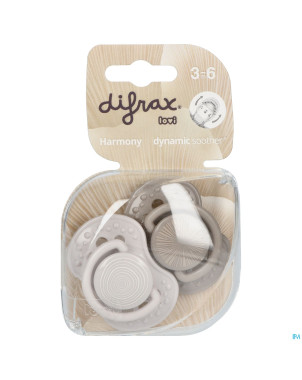 Difrax sucette dynamic harmony l.&d.grey 3m+  2