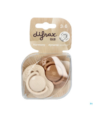 Difrax sucette dynam.harmony  creme&l.brown 3m+ 2