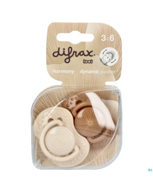 Difrax sucette dynam.harmony  creme&l.brown 3m+ 2