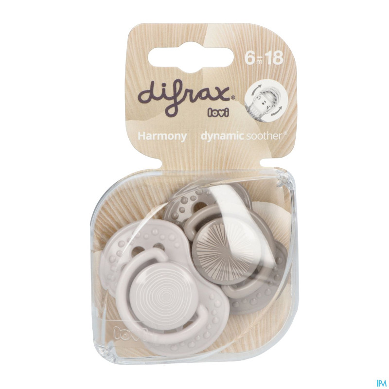 Difrax sucette dynamic harmony l.&d.grey 6-18m 2
