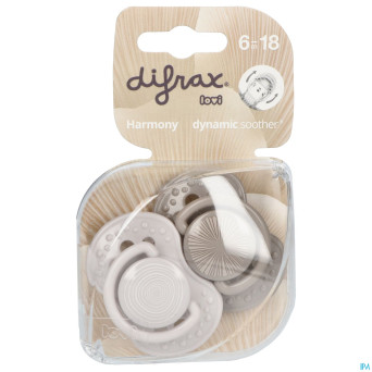 Difrax sucette dynamic harmony l.&d.grey 6-18m 2