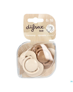 Difrax sucette dynam.harmony creme&l.brown 6-18m 2