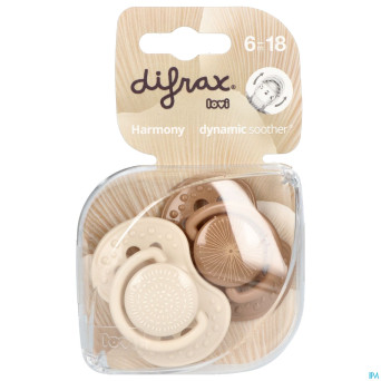 Difrax sucette dynam.harmony creme&l.brown 6-18m 2