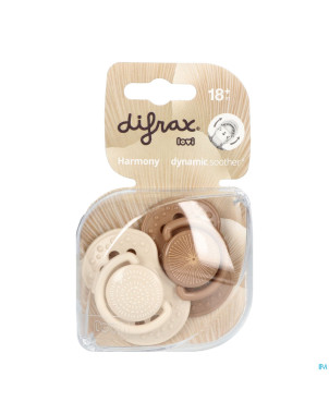Difrax sucette dynam.harmony creme&l.brown 18m+ 2