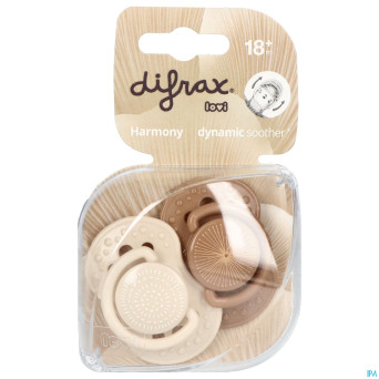 Difrax sucette dynam.harmony creme&l.brown 18m+ 2