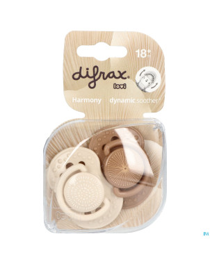 Difrax sucette dynam.harmony creme&l.brown 18m+ 2