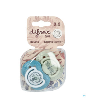 Difrax sucette dynamic botanic blue&green 0-3m 2