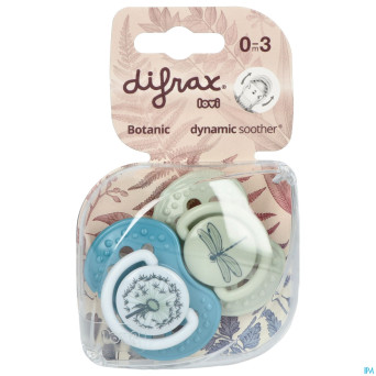 Difrax sucette dynamic botanic blue&green 0-3m 2