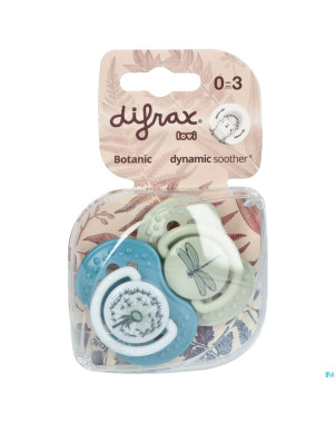 Difrax sucette dynamic botanic blue&green 0-3m 2
