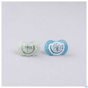 Difrax sucette dynamic botanic blue&green 0-3m 2