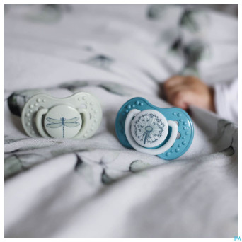 Difrax sucette dynamic botanic blue&green 0-3m 2