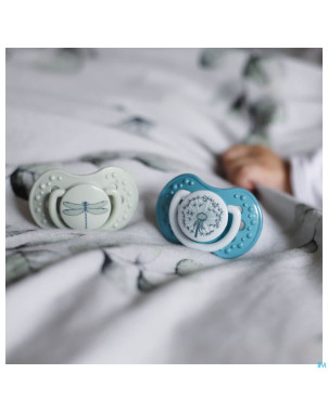 Difrax sucette dynamic botanic blue&green 0-3m 2