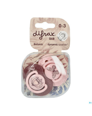 Difrax sucette dynamic botanic pink&purple 0-3m 2