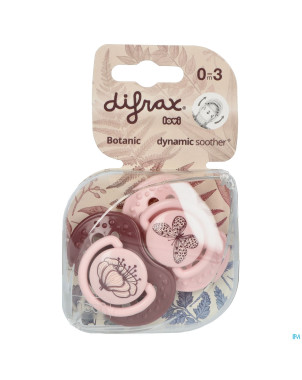 Difrax sucette dynamic botanic pink&purple 0-3m 2