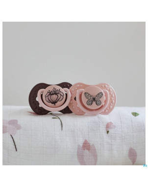 Difrax sucette dynamic botanic pink&purple 0-3m 2