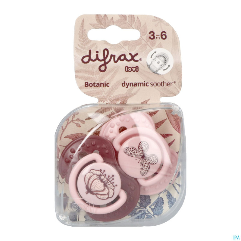 Difrax sucette dynamic botanic pink&purple 3m+ 2