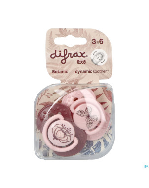 Difrax sucette dynamic botanic pink&purple 3m+ 2