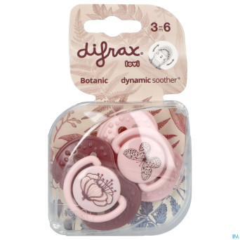 Difrax sucette dynamic botanic pink&purple 3m+ 2