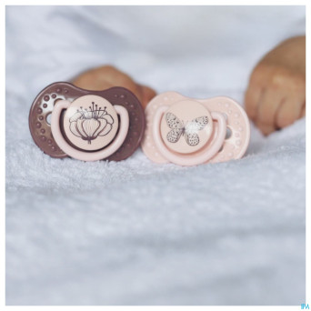 Difrax sucette dynamic botanic pink&purple 3m+ 2