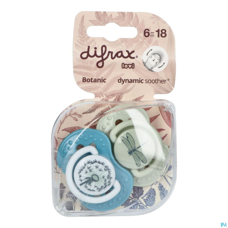 Difrax sucette dynamic botanic blue&green 6-18m 2