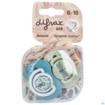 Difrax sucette dynamic botanic blue&green 6-18m 2